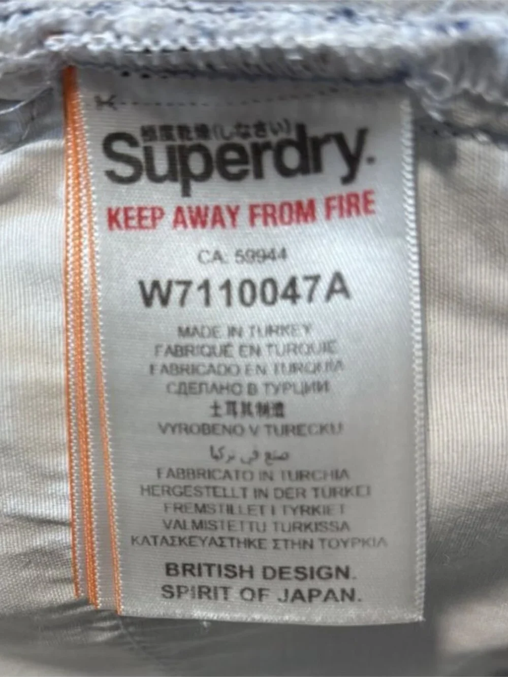 SUPERDRY 100% Cotton Denim Shorts White Blue Bleached Cut-offs Women’s Size 26”
